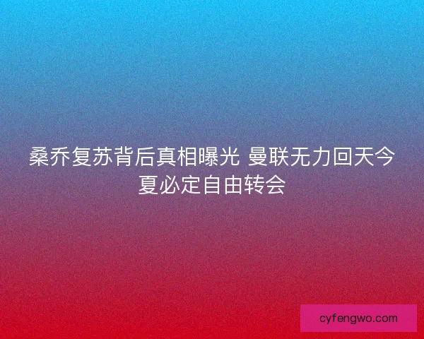 桑乔复苏背后真相曝光 曼联无力回天今夏必定自由转会