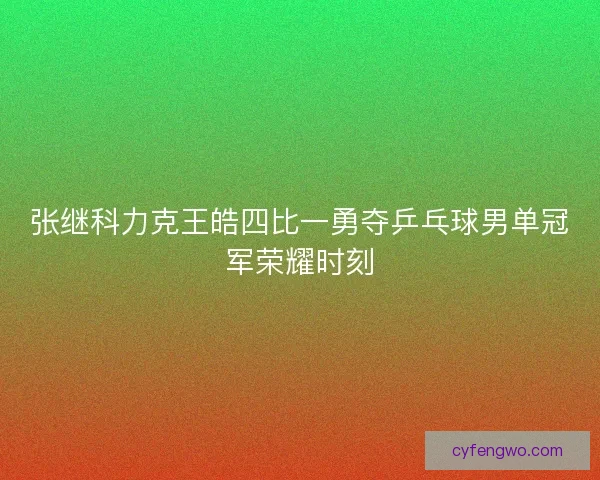 张继科力克王皓四比一勇夺乒乓球男单冠军荣耀时刻