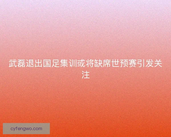 武磊退出国足集训或将缺席世预赛引发关注
