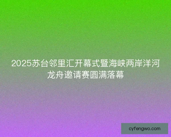2025苏台邻里汇开幕式暨海峡两岸洋河龙舟邀请赛圆满落幕 2025苏台邻里汇开幕式暨海峡两岸洋河龙舟邀请赛圆满落幕