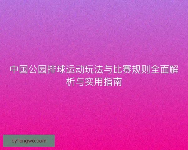 中国公园排球运动玩法与比赛规则全面解析与实用指南 中国公园排球运动玩法与比赛规则全面解析与实用指南